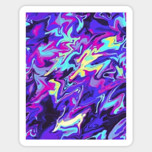 Vibrant Vaporwave Marble - Digital Paint Spill Sticker